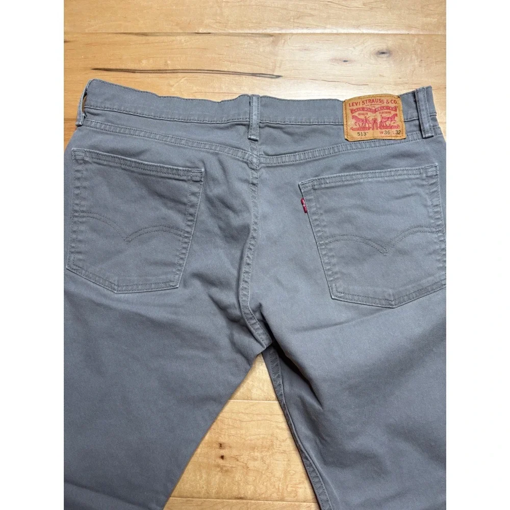 Levi's 513 Slim Straight Jeans Mens 36x31 (Tag 36x32) Grey Stretch Denim